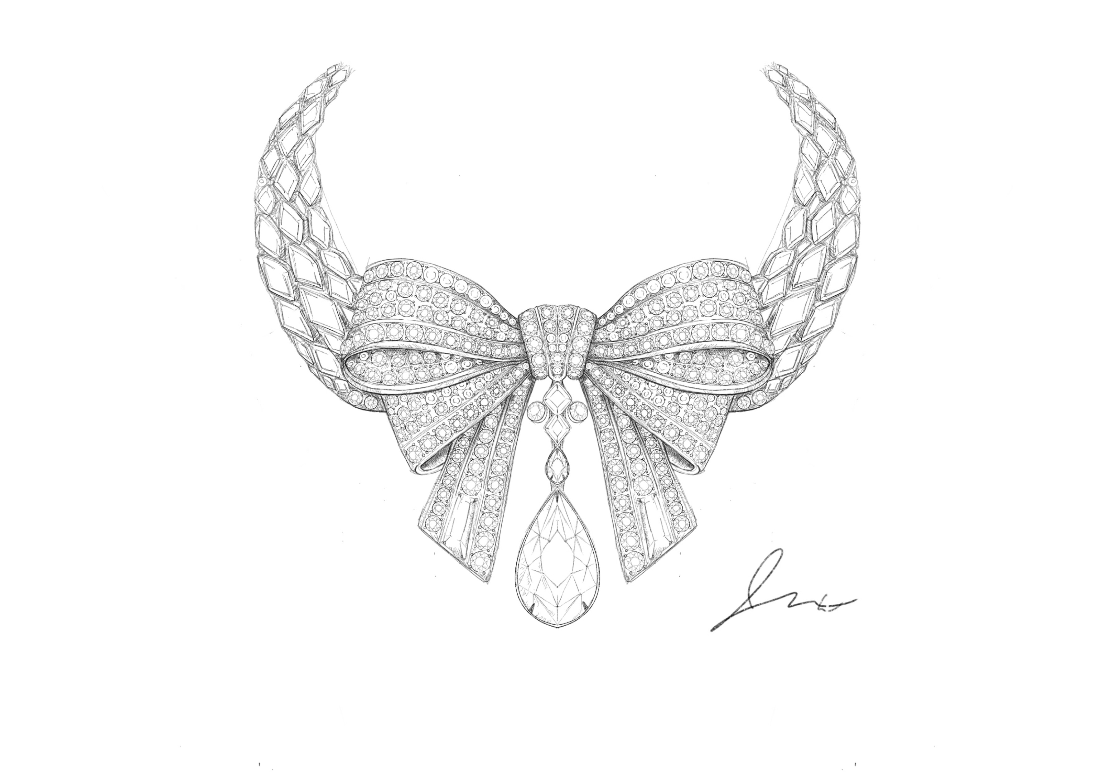 Bow Necklace デザイン画